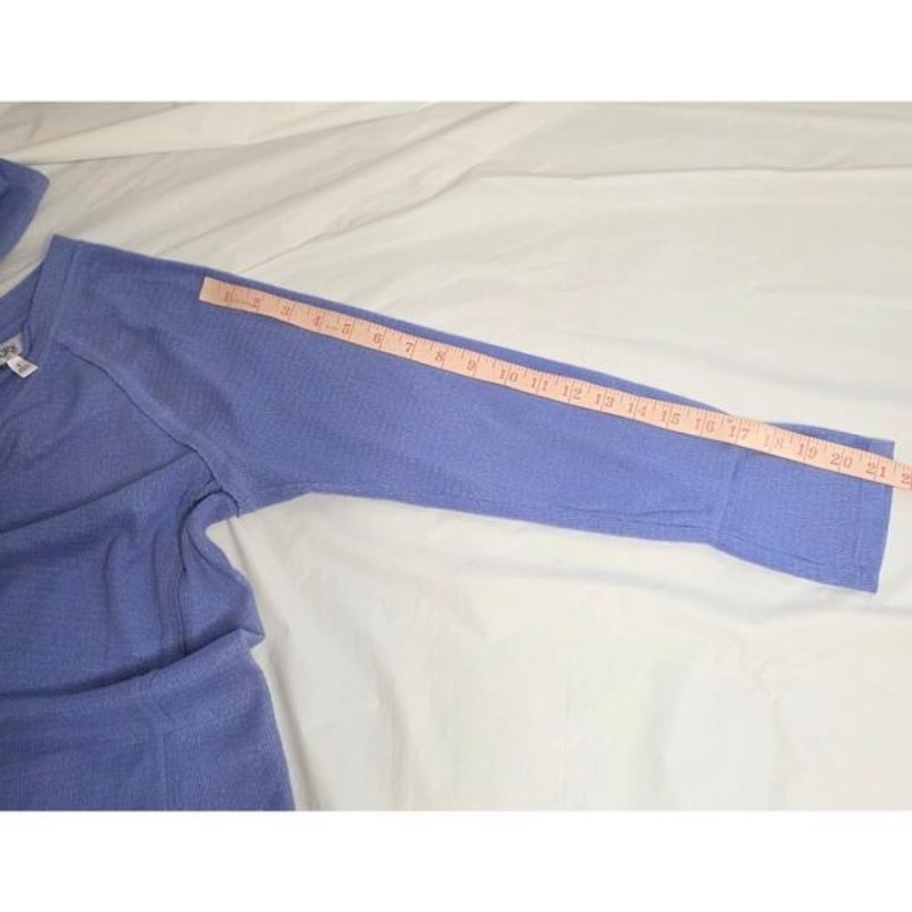 Wildfox Waffle Knit Haley Soft Brushed Top Periwinkle Long Sleeve V-Neck Top - Picture 11 of 13